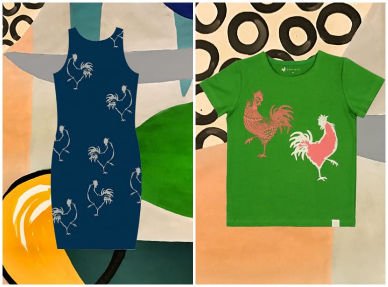 We get to join the fun too, right? We're loving Le Petit Society's limited edition rooster dress, left.