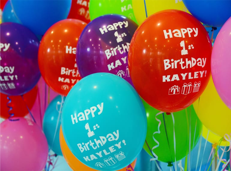 Customised balloons can be delivered to your door.