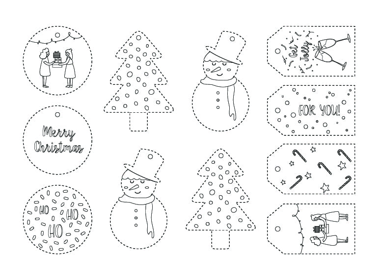 Free Christmas gift tags to download, print and colour with the kids!