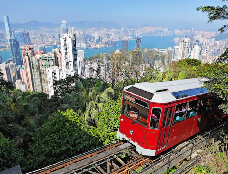 Tourist tram at the Peak, Hong Kong