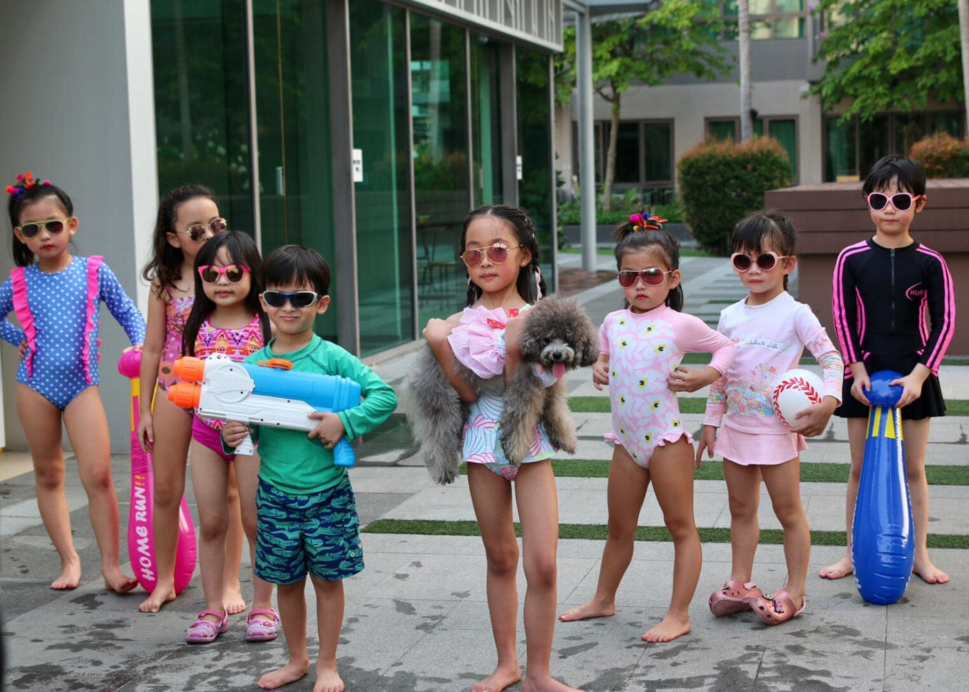 kids at a pool