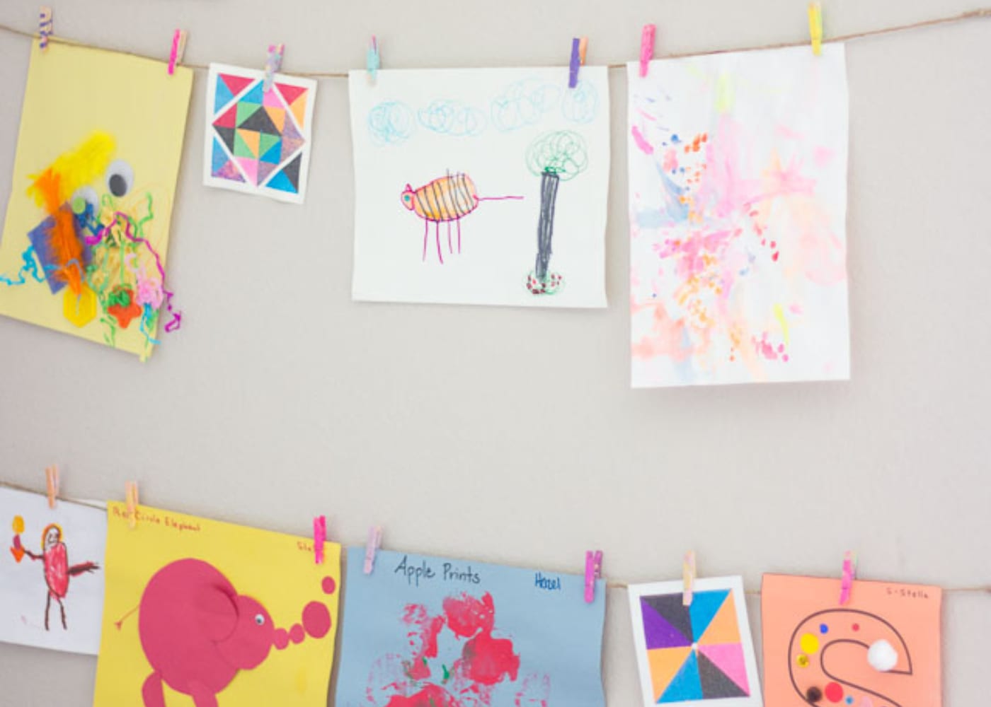 show art using pegs and string